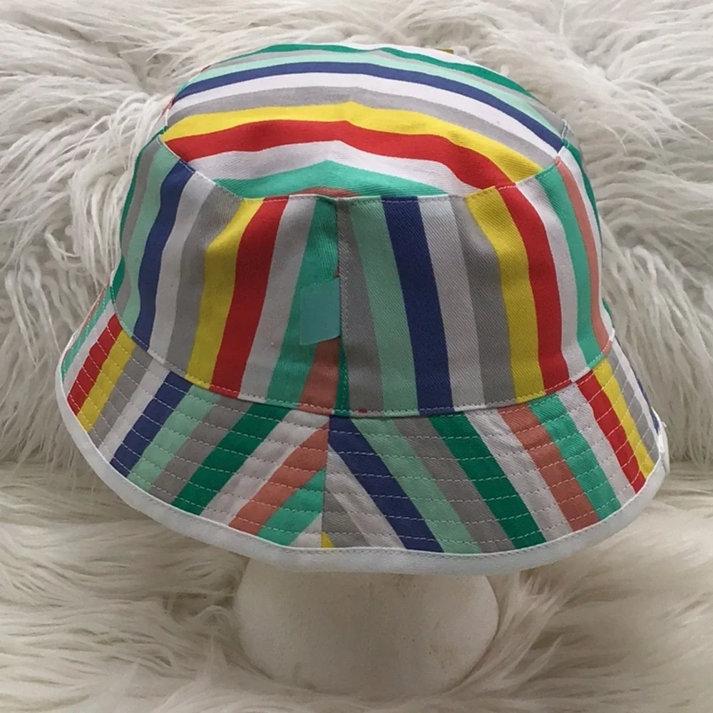 🟣🧢2/$12+Discount Ship! Stripe Multi-Color Sun Bucket Hat - Picture 4 of 5